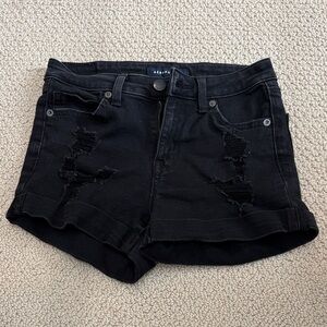 Aeropostale Black Distressed Jean Shorts